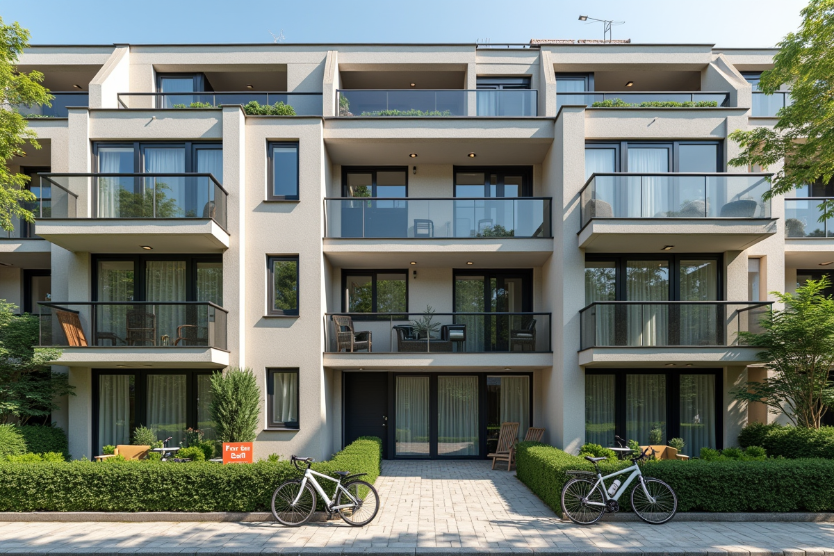 Appartement en vente dans une ville française avec vélo et verdure