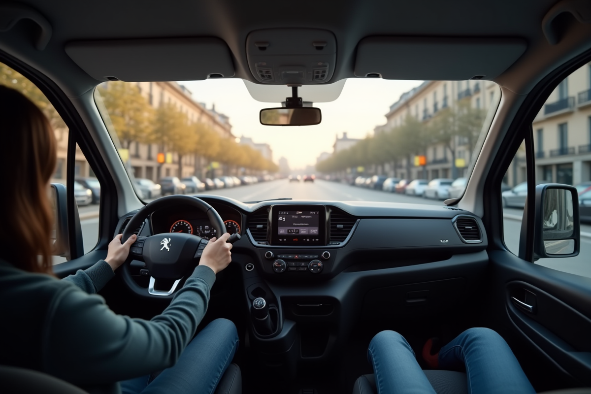 Vue du poste de conduite du Peugeot Expert avec tableau de bord