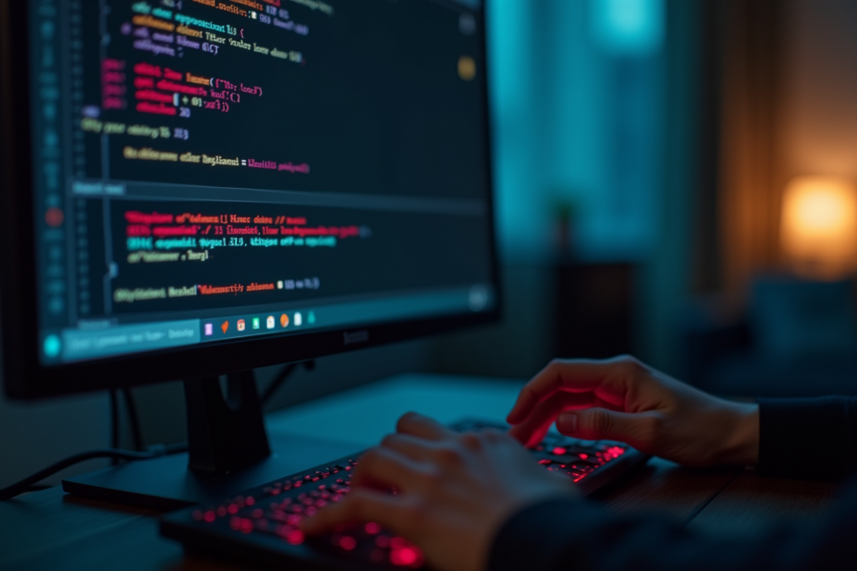 Zoom sur un écran avec erreur Valorant Van79 et mains sur le clavier