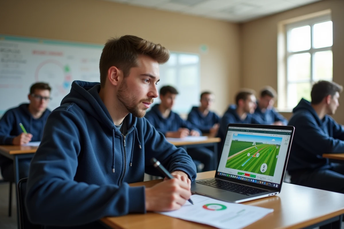 Étudiant en agronomie comparant les fonctionnalités du logiciel Simagri lors d'une formation agricole