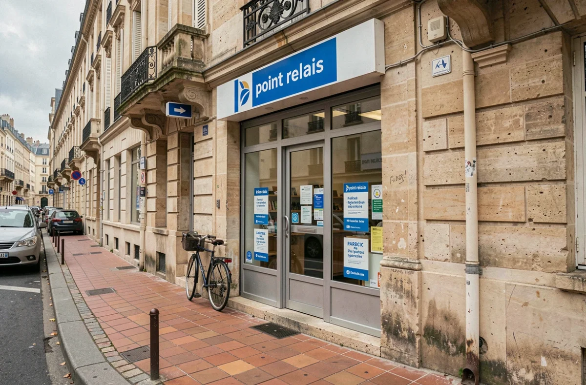 Façade d'un point relais Coucou Cyber dans une rue du quartier de la Victoire à Bordeaux