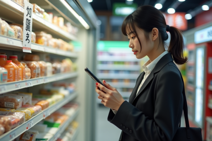 Jeune femme japonaise choisissant un bento au magasin