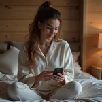 Femme en détente dans une chambre chaleureuse et moderne