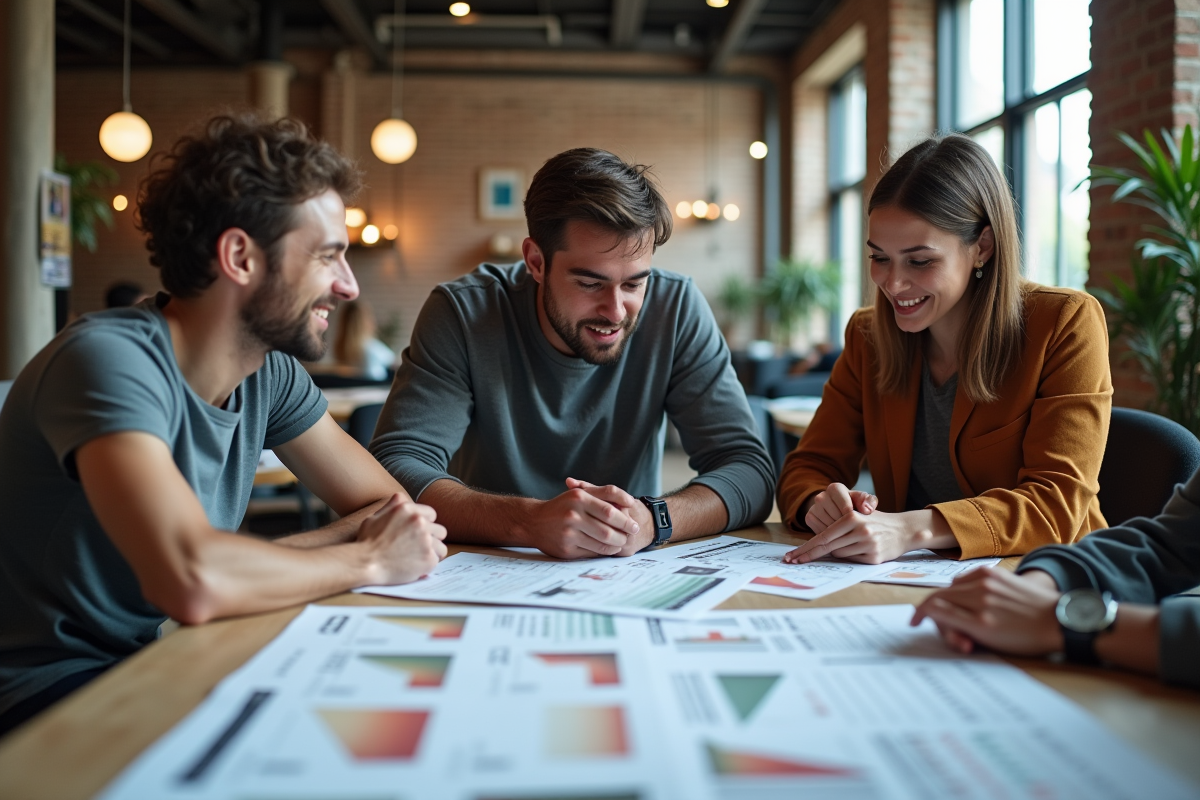 Groupe de personnes discutant autour d un tableau de modèles IA
