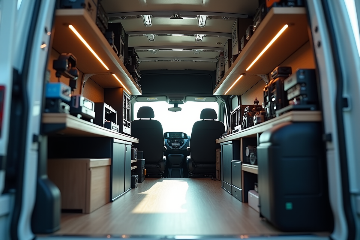 Intérieur organisé d un Peugeot Expert avec équipement