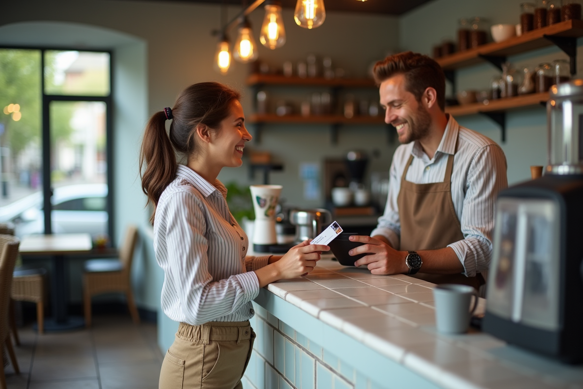 Jeune femme montrant sa carte d