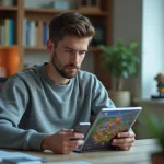 Jeune homme concentré analysant un jeu Clash of Clans