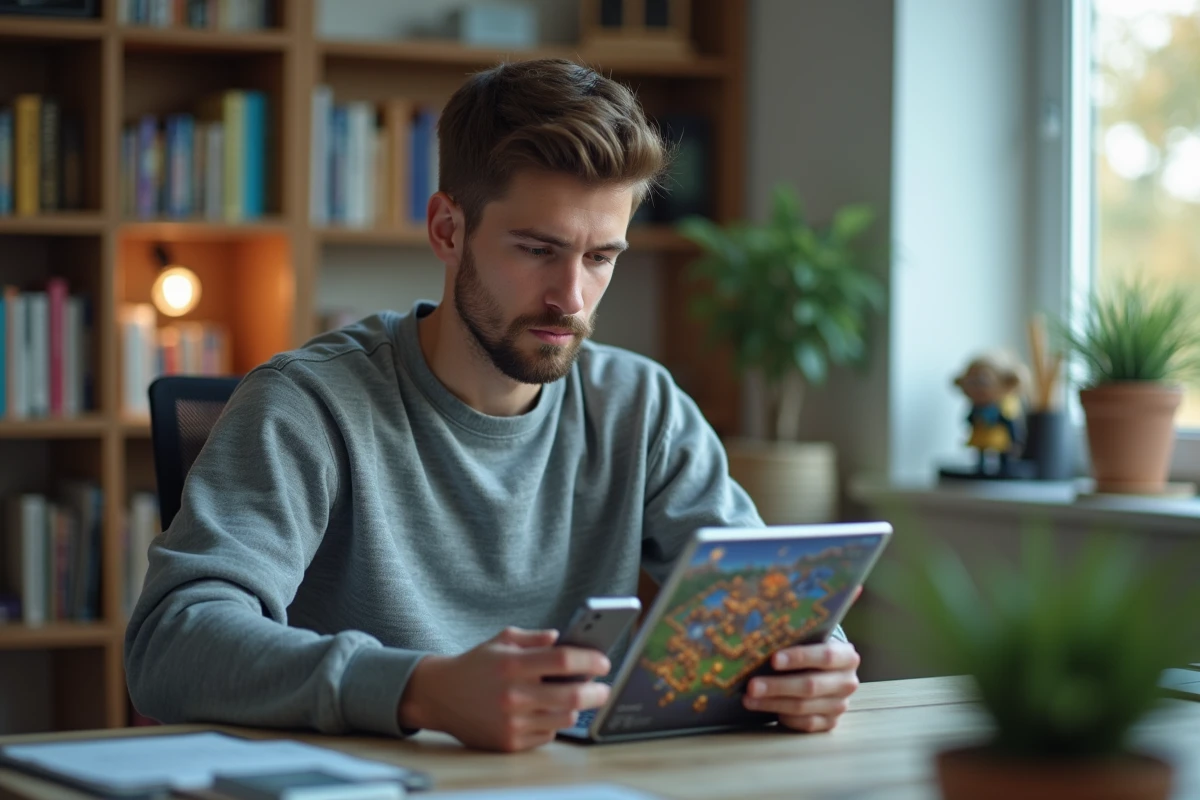 Jeune homme concentré analysant un jeu Clash of Clans