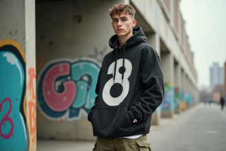 Jeune rappeur urbain en extérieur avec graffitis