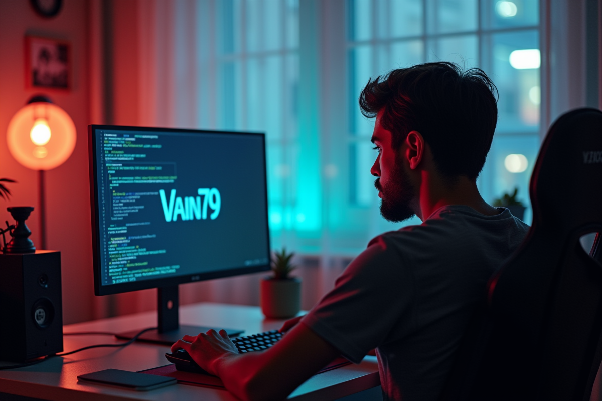 Gamer frustré devant un écran affichant l'erreur Valorant Van79