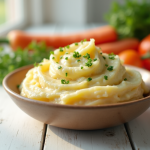 Bol de purée de carottes et pommes de terre crémeuse