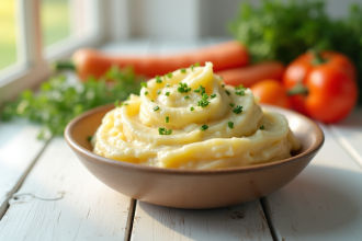 Bol de purée de carottes et pommes de terre crémeuse