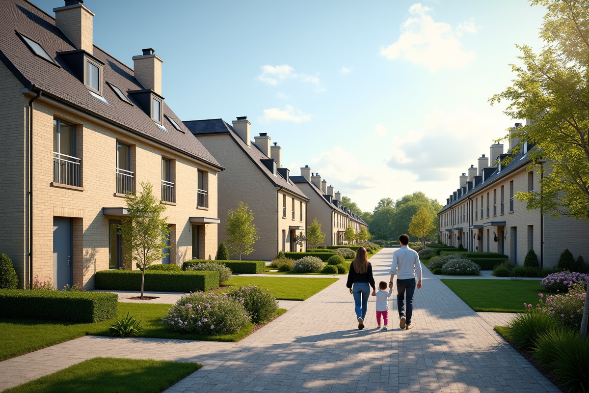 Quartier résidentiel neuf à Cesson Sevigne en journée ensoleillée