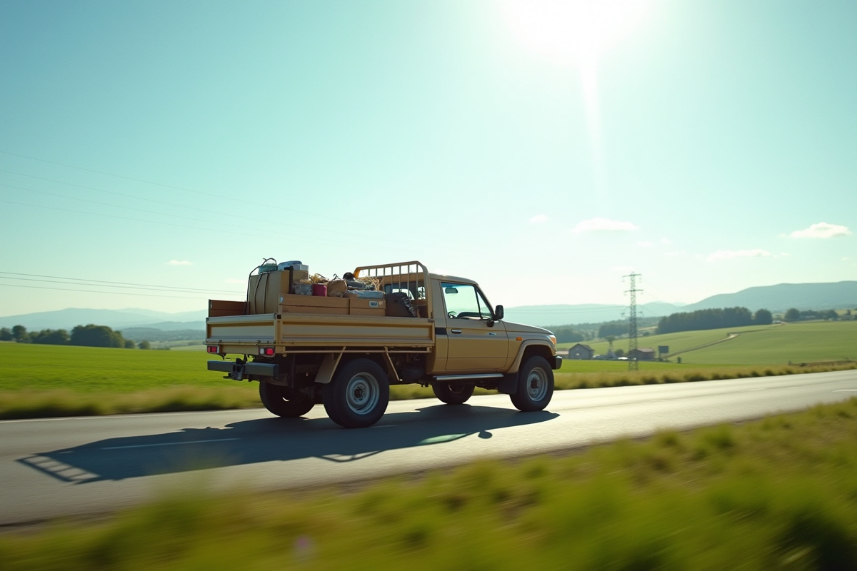 Pick-up en campagne avec chargement d équipements